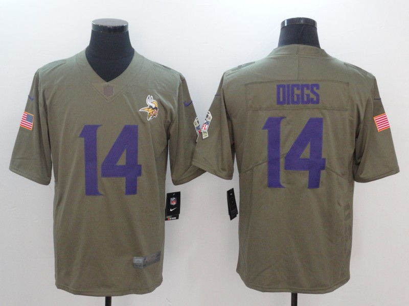 Men Minnesota Vikings #14 Diggs Nike Olive Salute To Service Limited NFL Jerseys